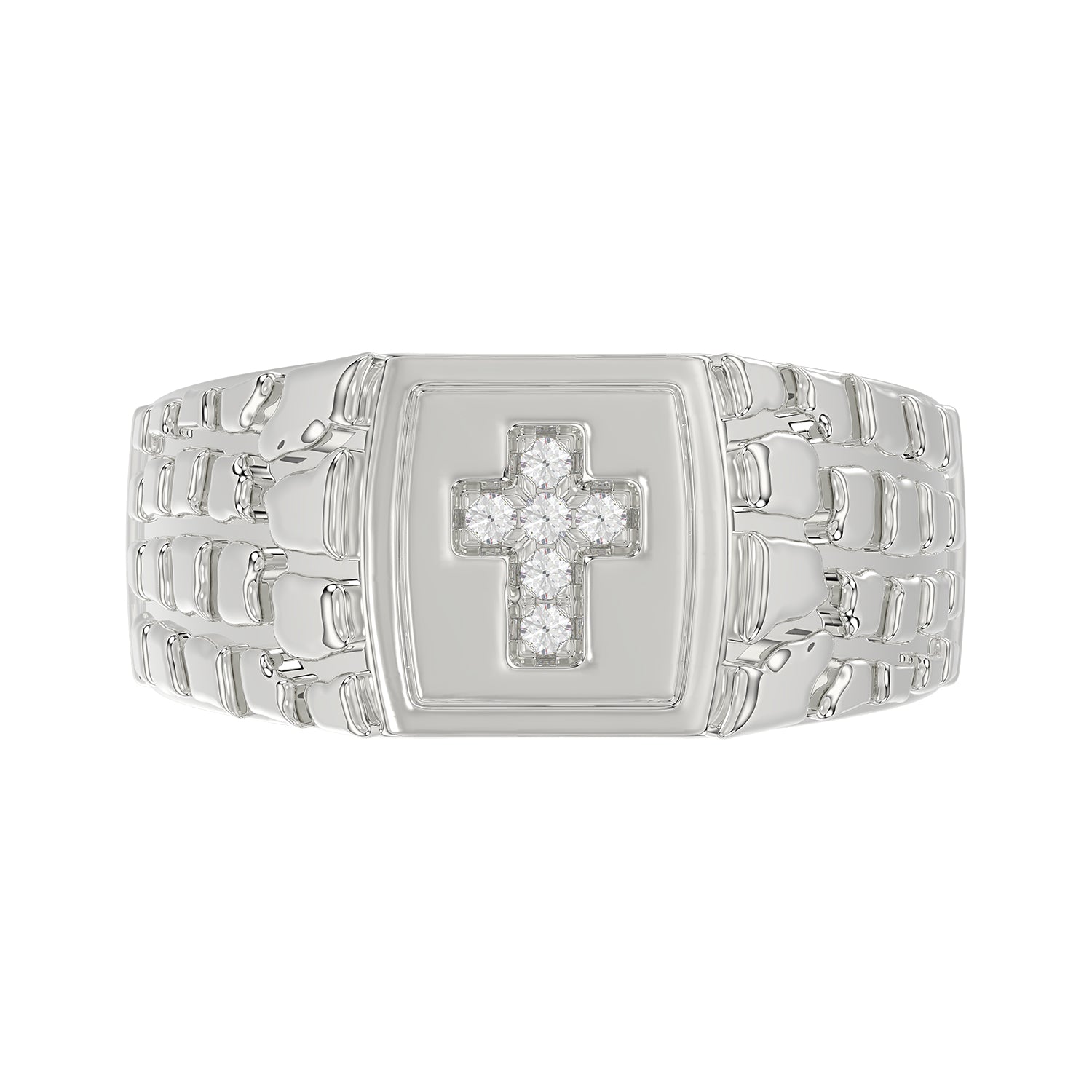 “Elegant Men’S Fashion Ring 0.10Ct Round Diamond Sterling Silver White Luxury Statement Jewelry For Men