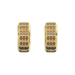 LADIES HOOPS EARRING 0.50CT ROUND/ROUND DARK BROWN DIAMOND 10K YELLOW GOLD