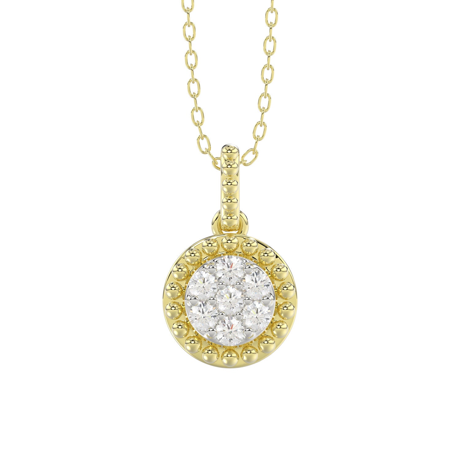 LADIES PENDANT WITH CHAIN 0.10CT ROUND DIAMOND 10K YELLOW GOLD