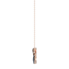 14K Rose Gold Ladies Butterfly Pendant With Colorful Diamond Accents In Blue, Dark Brown, And Round Cuts. A Stylish 0.33 Ct Jewelry Necklace With Chai
