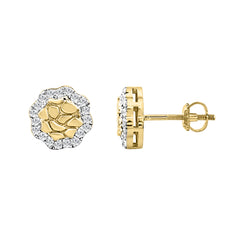�Shiny Ladies Halo Fashion Earrings 0.33Ct Round Diamond 10K Yellow Gold Elegant Gold Diamond Jewelry For Women