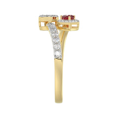 LADIES RING 0.62CT ROUND/RUBY PEAR DIAMOND 14K YELLOW GOLD (CENTER STONE 0.62CT RUBY PEAR DIAMOND)