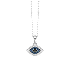 Sterling Silver Ladies 0.10CT Round, Blue & Black Diamond Pendant With Chain Fashion Jewelry Pendant