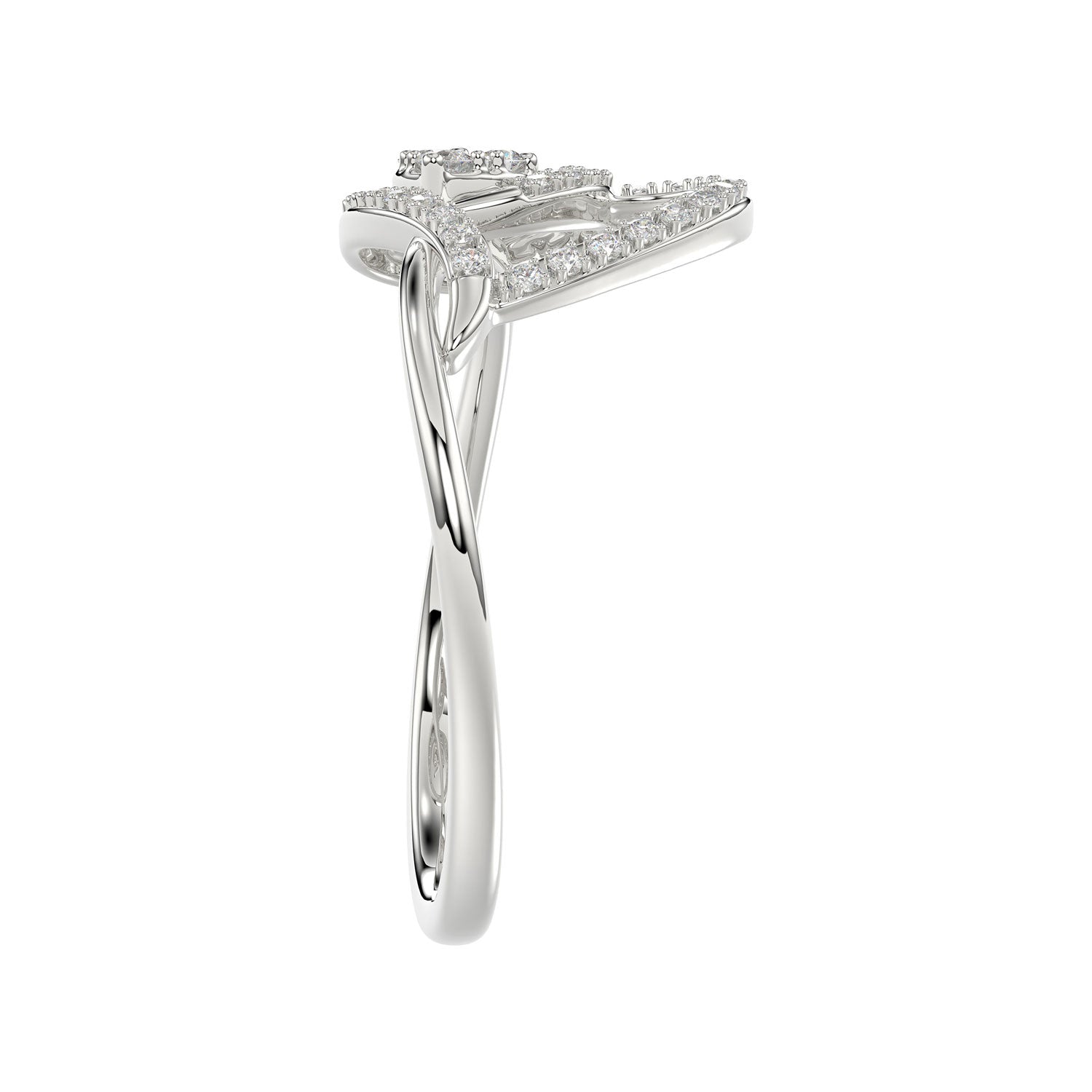 Elegant Ladies Heart Ring 0.15Ct Round Diamond Sterling Silver White Romantic Promise Jewelry For Women