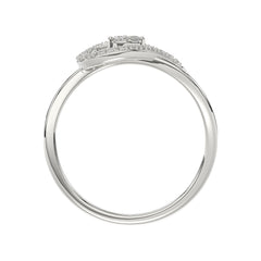 Elegant Ladies Heart Ring 0.15Ct Round Diamond Sterling Silver White Romantic Promise Jewelry For Women