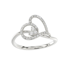 Elegant Ladies Heart Ring 0.15Ct Round Diamond Sterling Silver White Romantic Promise Jewelry For Women