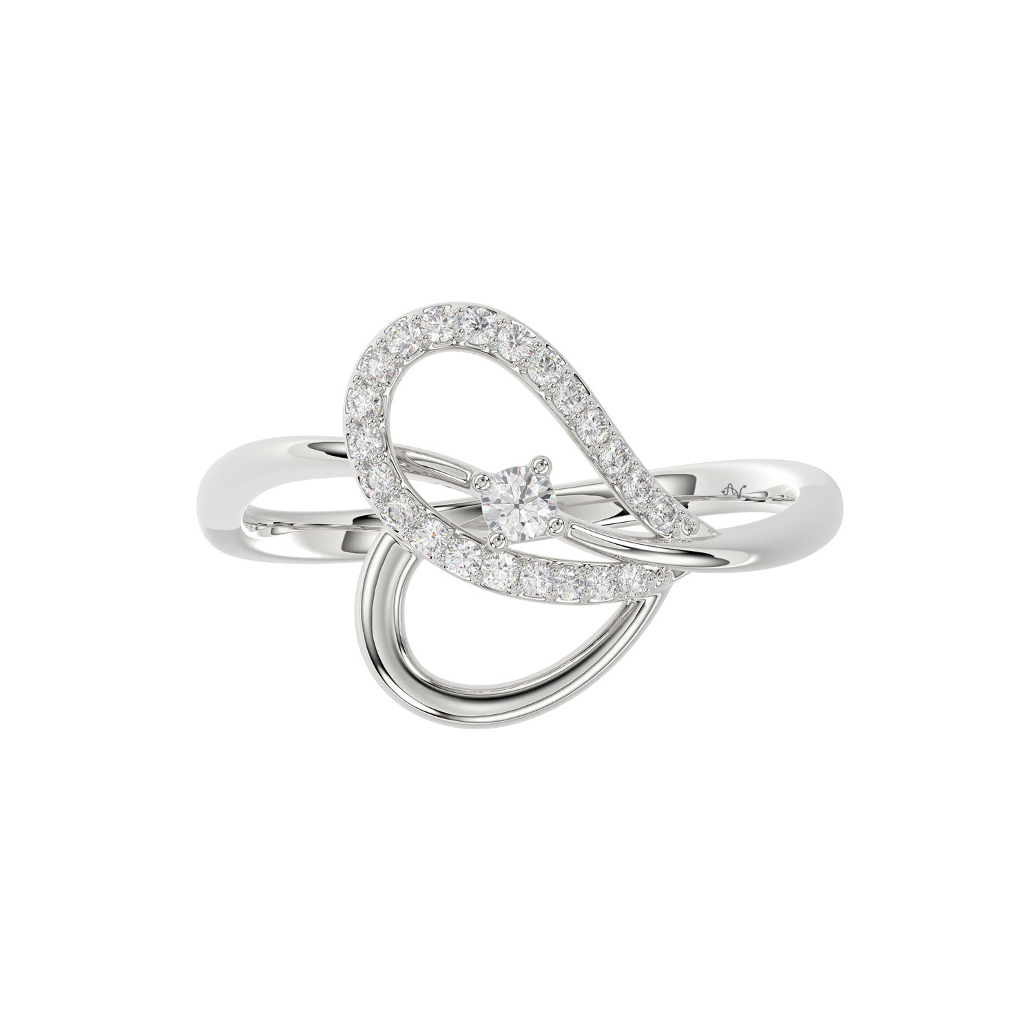 Ladies Elysian Heart Ring 0.15Ct Round Diamond Sterling Silver White � Romantic Fine Jewelry For Women