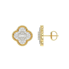 LADIES EARRING 0.25CT ROUND/BAGUETTE DIAMOND 10K YELLOW GOLD