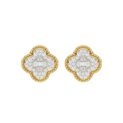 LADIES EARRING 0.25CT ROUND/BAGUETTE DIAMOND 10K YELLOW GOLD