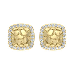 “Ladies Nugget Halo Fashion Earrings 0.25Ct Round Diamond 10K Yellow Gold – Fashionable Women’S Jewelry Gift