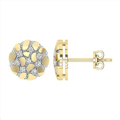 Ladies Nugget-Fashion Earrings 0.15Ct Round Diamond 10K Yellow Gold � Elegant Women�S Fashion Jewelry Gift