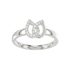 Ladies Lucky Horseshoe Fashion Ring 0.10Ct Round Diamond Sterling Silver White � Double Horseshoe Fashion Jewelry