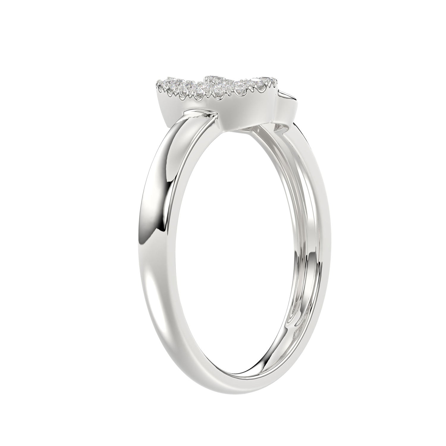 Ladies Lucky Horseshoe Fashion Ring 0.10Ct Round Diamond Sterling Silver White – Double Horseshoe Fashion Jewelry