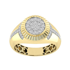 Men’S 10K Yellow Gold Diamond Ring – 0.50Ct Round Cluster Diamond, Stylish Men’S Wedding & Fashion Ring