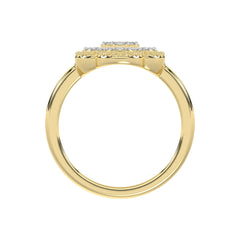 LADIES RING 0.25CT ROUND/BAGUETTE DIAMOND 10K YELLOW GOLD