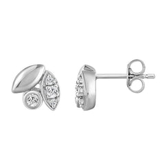 Elegance Ladies Round Diamond Cluster Fashion Earrings In 10K White Gold � Marquise Design