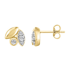 Elegance Ladies Round Diamond Cluster Fashion Earrings In 10K Yellow Gold � Marquise Design