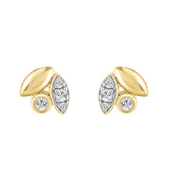 Elegance Ladies Round Diamond Cluster Fashion Earrings In 10K Yellow Gold � Marquise Design