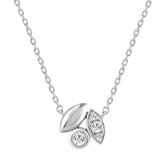 Elegance Ladies Round Diamond Cluster Fashion Necklace In 10K White Gold � Marquise Design