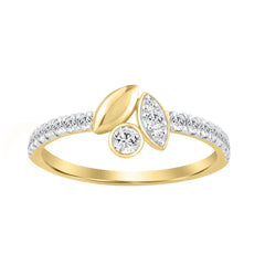 Elegance Ladies Round Diamond Cluster Fashion Ring In 10K Yellow Gold � Marquise Design