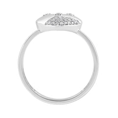 Sterling Silver Ladies Fashion Ring With 0.10Ct Round Diamond Heart Design