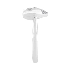 Sterling Silver Ladies Fashion Ring With 0.10Ct Round Diamond Heart Design
