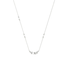 14K White Gold 0.16Ct Ladies Pearl Necklace  Round Diamond Bezel Design