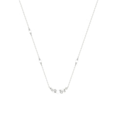 14K White Gold 0.16Ct Ladies Pearl Necklace  Round Diamond Bezel Design