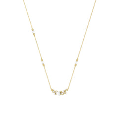 LADIES NECKLACE 0.16CT ROUND/PEARL DIAMOND 14K YELLOW GOLD