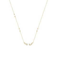 LADIES NECKLACE 0.16CT ROUND/PEARL DIAMOND 14K YELLOW GOLD