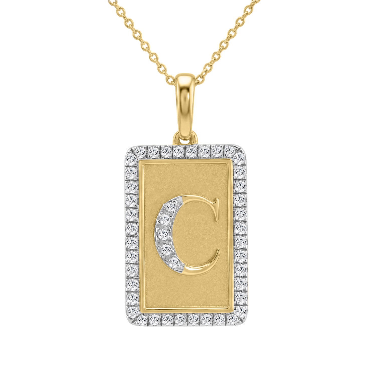 Elegant Ladies 0.20Ct Round Diamond �C Alphabet Fashion Pendant With Chain � 10K Yellow Gold