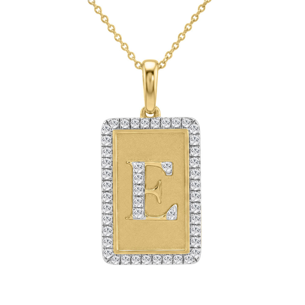 10K Yellow Gold letter 'E' Fashion Pendant With Chain - 0.20 CT Round Diamond Ladies Jewelry Gift