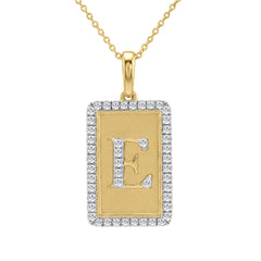 10K Yellow Gold letter 'E' Fashion Pendant With Chain - 0.20 CT Round Diamond Ladies Jewelry Gift