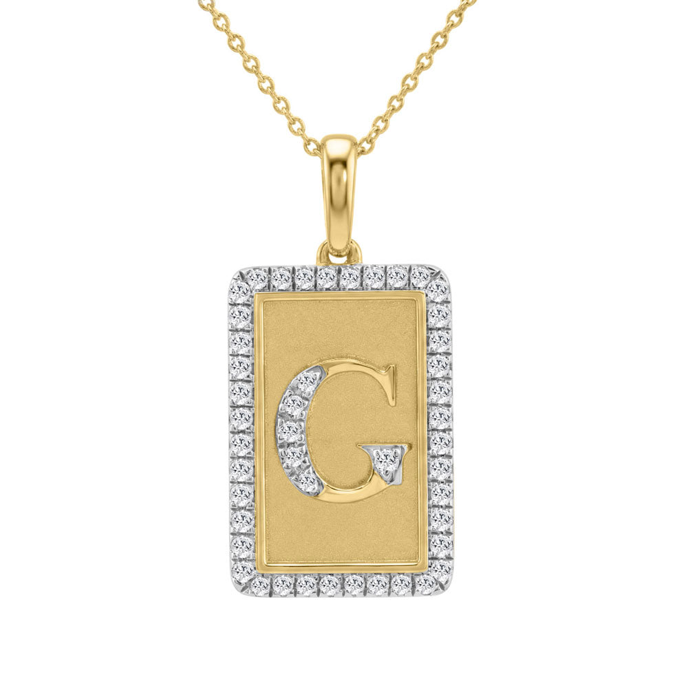 10K Yellow Gold letter 'G' Fashion Pendant With Chain - 0.20 CT Round Diamond Ladies Jewelry Gift