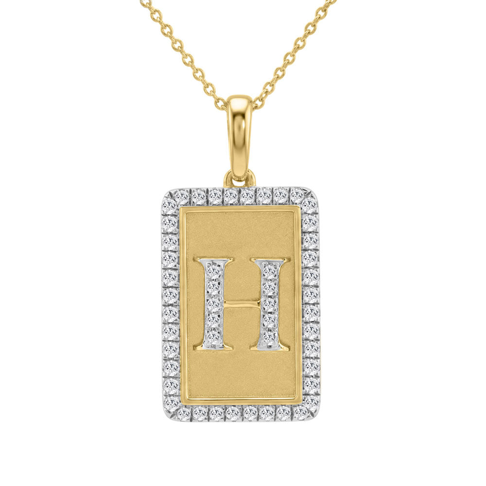 10K Yellow Gold letter 'H' Fashion Pendant With Chain - 0.20 CT Round Diamond Ladies Jewelry Gift