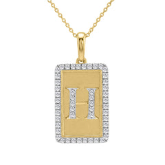 10K Yellow Gold letter 'H' Fashion Pendant With Chain - 0.20 CT Round Diamond Ladies Jewelry Gift