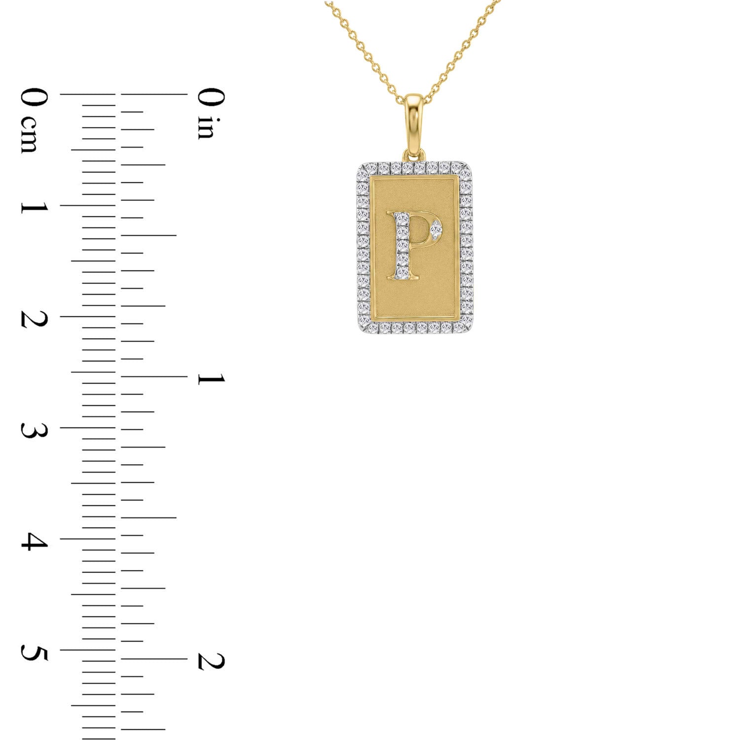 10K Yellow Gold letter 'P' Fashion Pendant With Chain - 0.20 CT Round Diamond Ladies Jewelry Gift