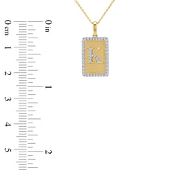 10K Yellow Gold letter 'K' Fashion Pendant With Chain - 0.20 CT Round Diamond Ladies Jewelry Gift