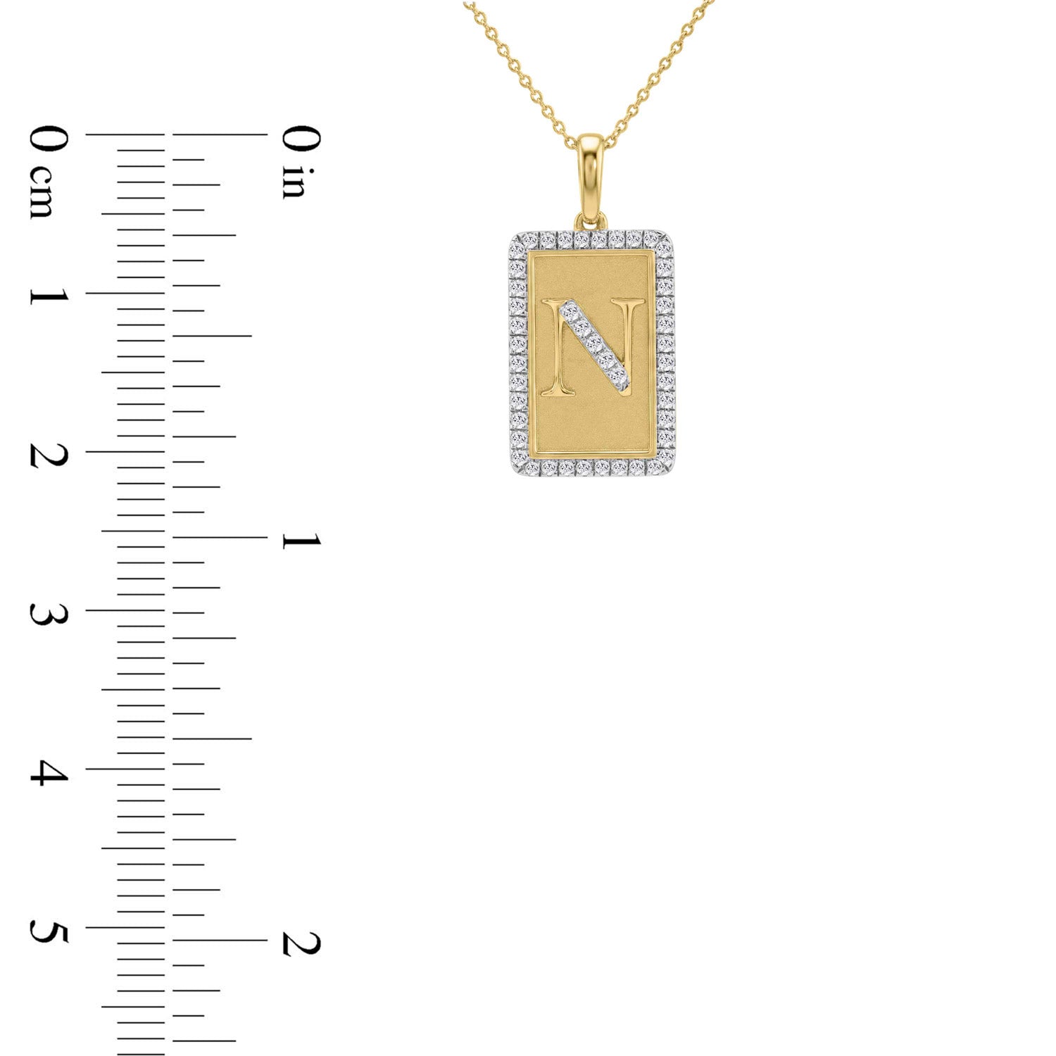 Elegant Ladies 0.20Ct Round Diamond �N Alphabet Fashion Pendant With Chain � 10K Yellow Gold