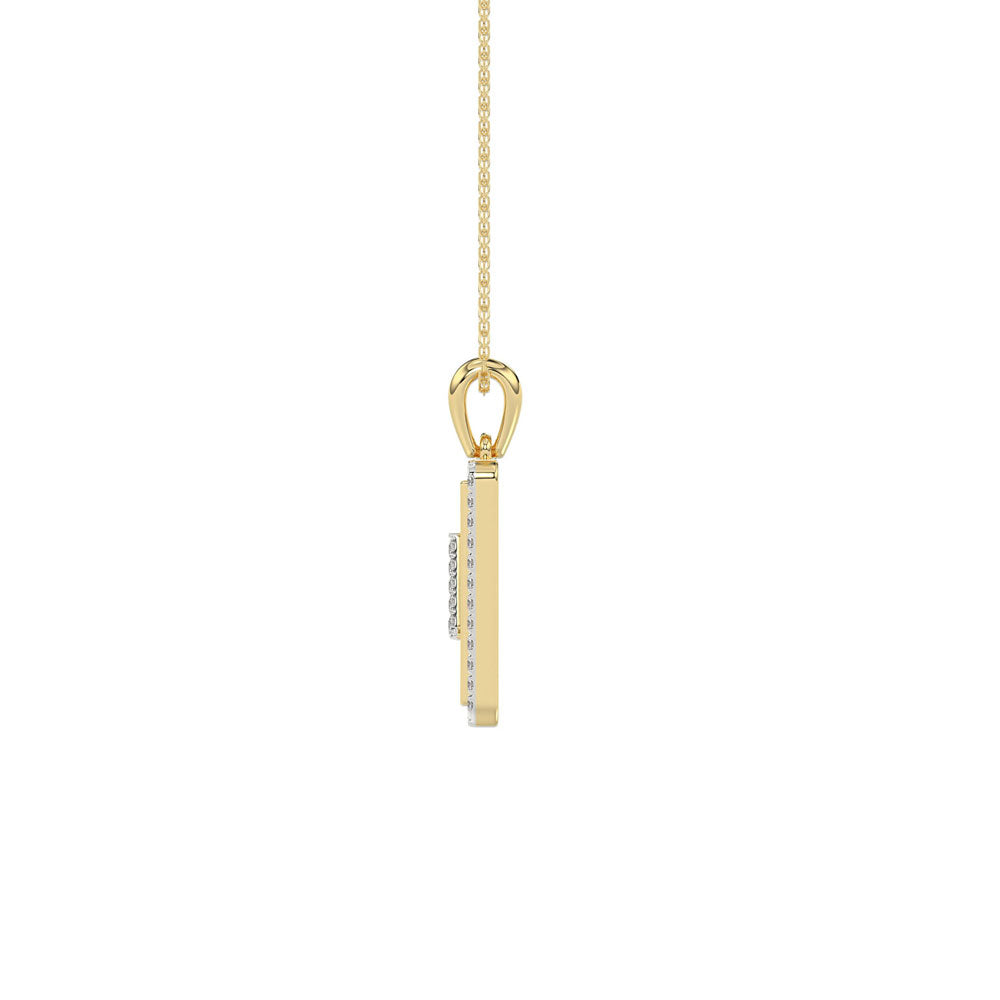 10K Yellow Gold letter 'Z' Fashion Pendant With Chain - 0.20 CT Round Diamond Ladies Jewelry Gift