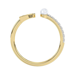 LADIES RING 0.10CT ROUND/PEARL DIAMOND 10K YELLOW GOLD
