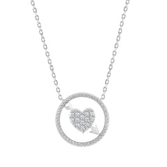 10K WHITE GOLD LADIES HEART AND ARROW PENDANT  0.15CT ROUND NATURAL DIAMOND, WITH CHAIN