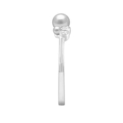 Sterling Silver 0.10Ct Round Diamond & White Pearl Cluster Ring Elegant Ladies Fashion & Engagement Ring