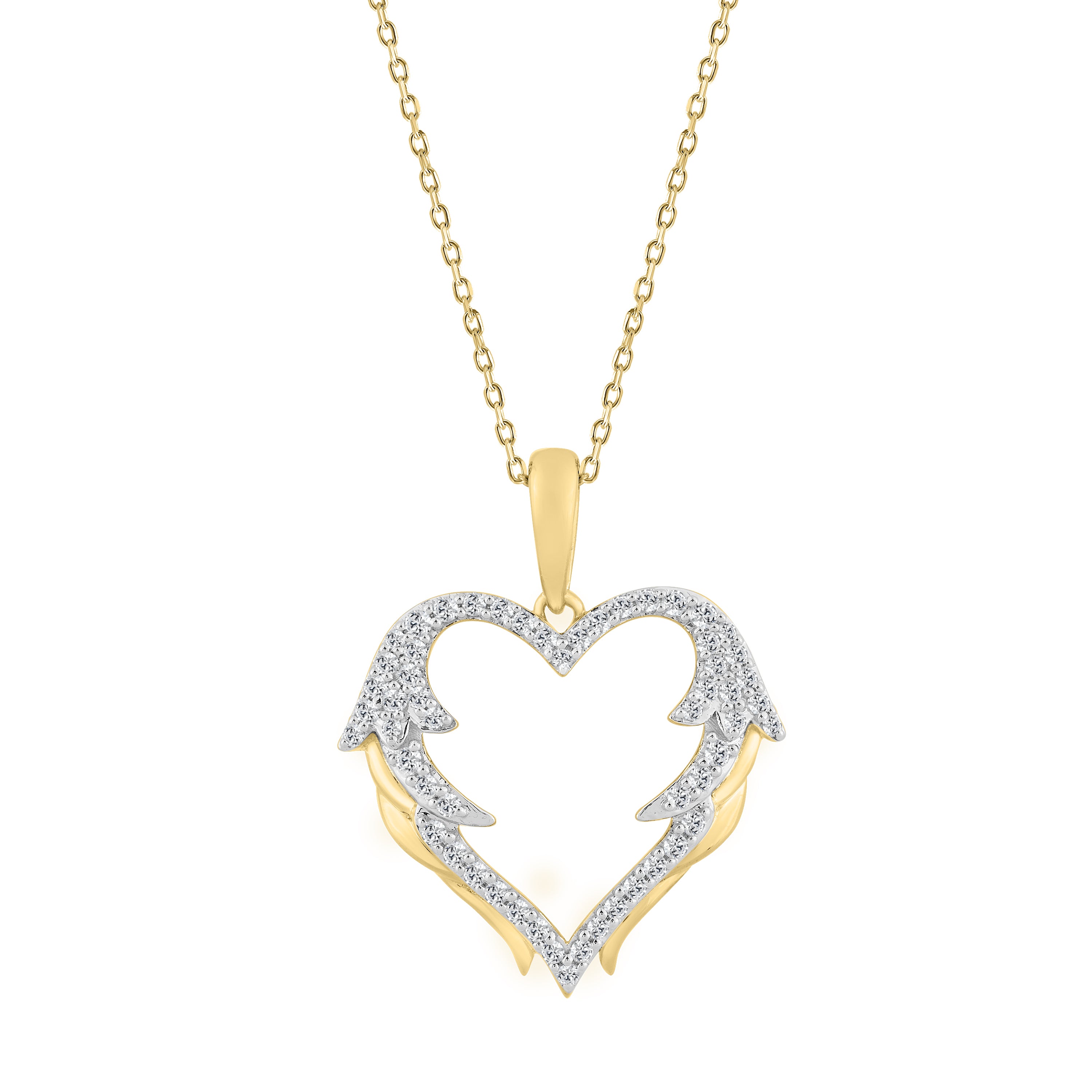 10K YELLOW GOLD LADIES PENDANT INCLUDES WITH CHAIN  0.20CT ROUND NATURAL DIAMOND
