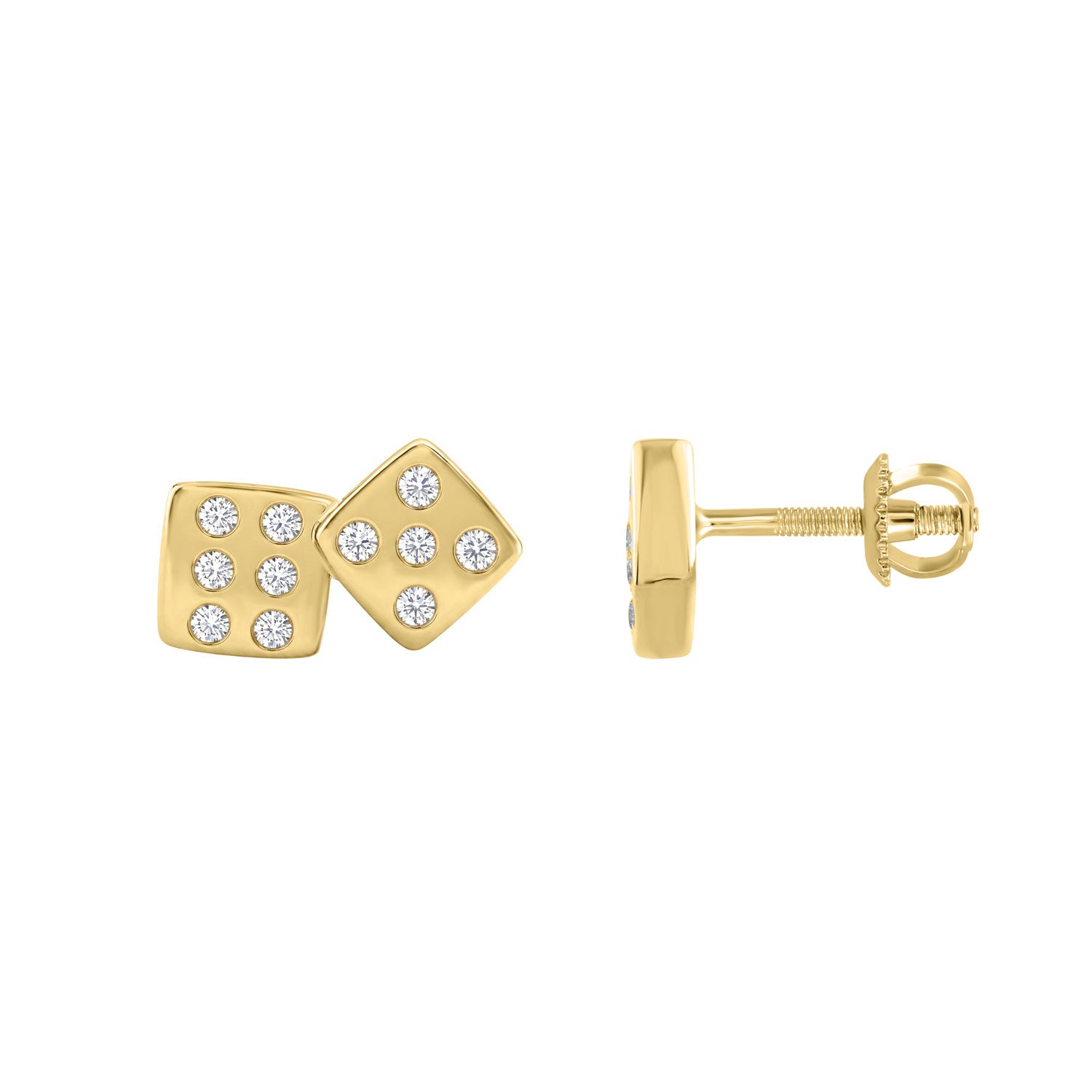 Luxury 10K Yellow Gold Diamond Earrings With 0.16Ct Round Cut Diamonds