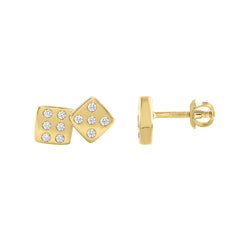 Luxury 10K Yellow Gold Diamond Earrings With 0.16Ct Round Cut Diamonds