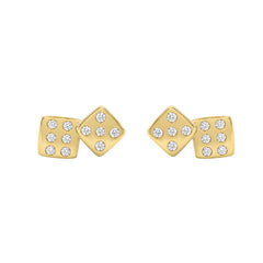 Luxury 10K Yellow Gold Diamond Earrings With 0.16Ct Round Cut Diamonds
