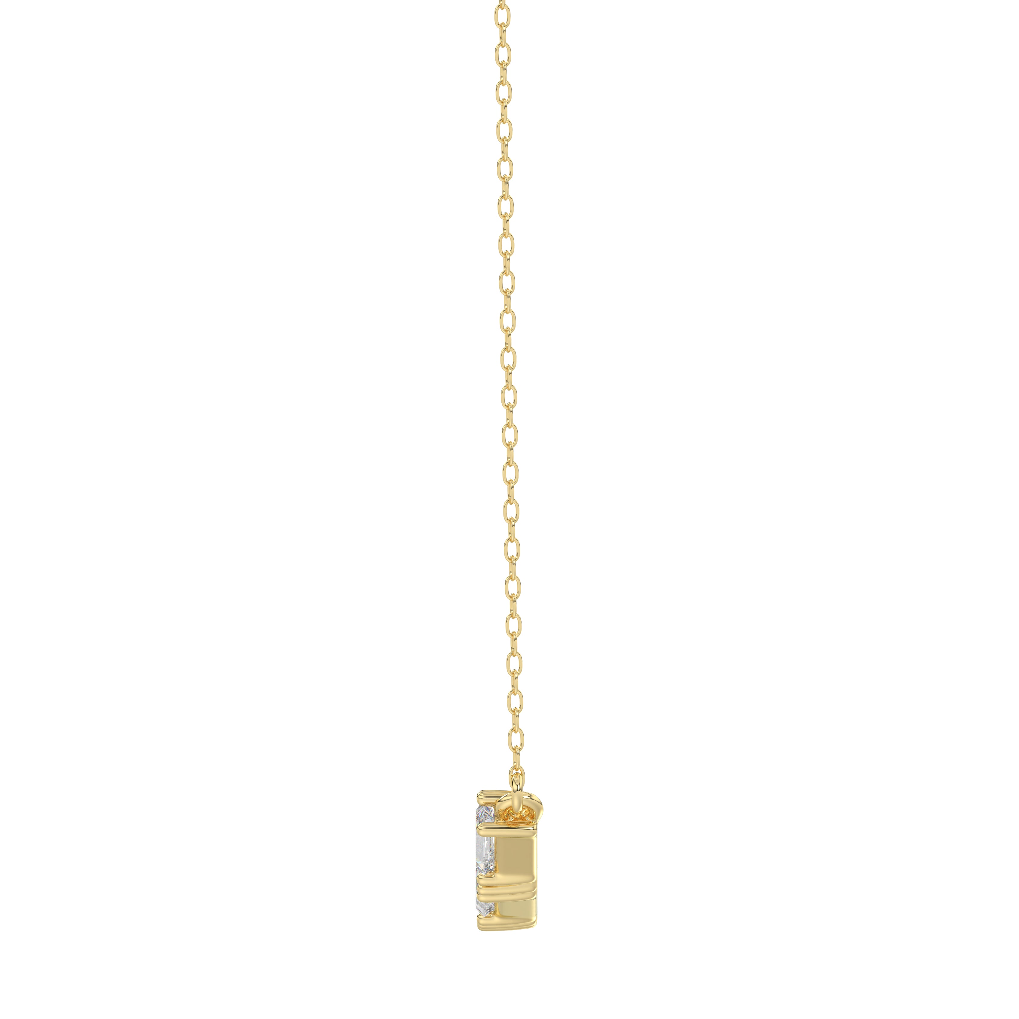Luxury 10K Yellow Gold Ladies Necklace With Sparkling Round And Baguette Diamonds. A Refined 0.15 Ct Jewelry Design For Her.