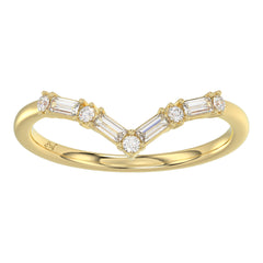 10K Yellow Gold 0.16Ct Ladies Fashion Ring Featuring Sparkling Round And Baguette Diamonds. A Timeless And Elegant Jewelry Piece Designed For Daily We