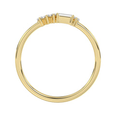 Ladies 10K Yellow Gold Diamond Fashion Ring 0.16 Ct Round & Baguette Diamond Jewelry